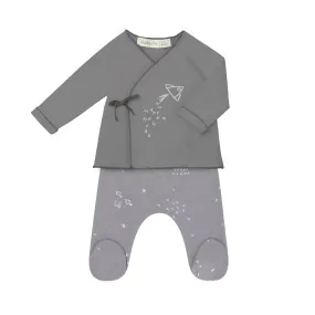 2 Piece Cotton Babysuit in Grey No Matter Print