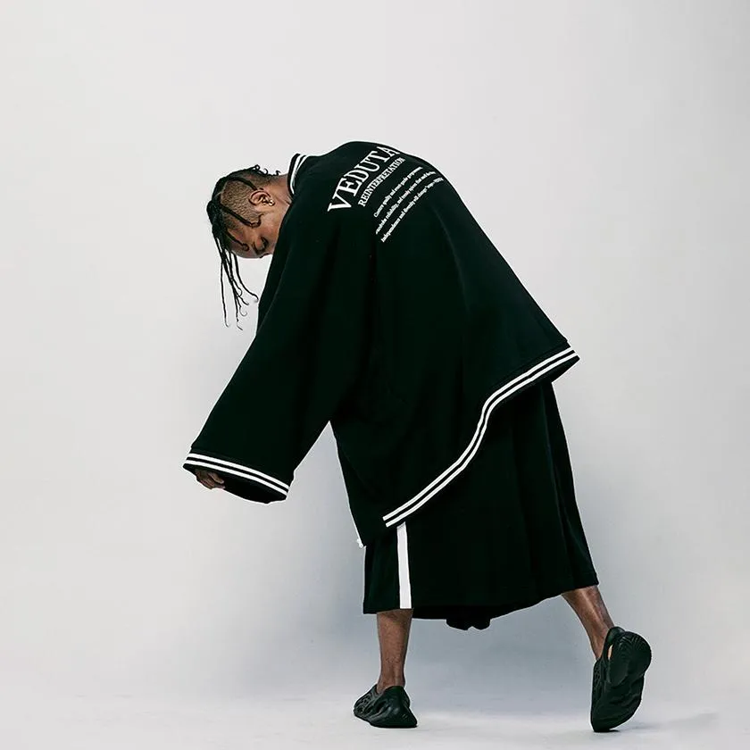 [JACKET & WIDE PANTS KIMONO] LIFE GOES OFF (BLACK) | HAORI & HAKAMA | VEDUTA