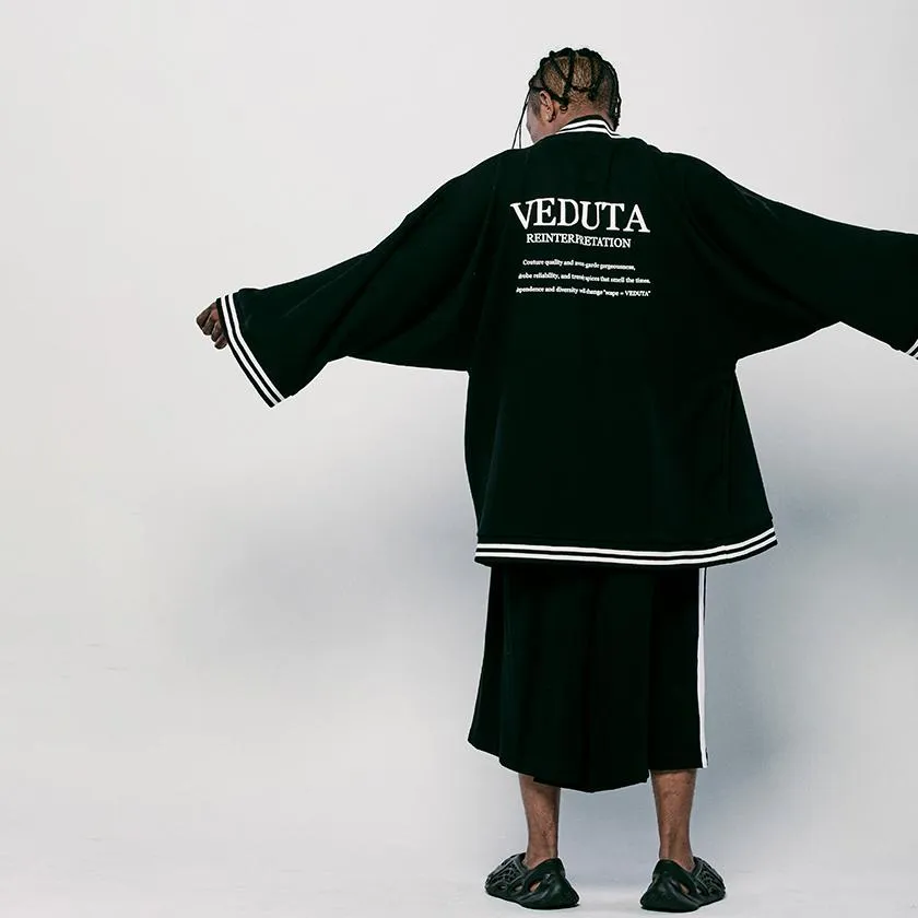 [JACKET & WIDE PANTS KIMONO] LIFE GOES OFF (BLACK) | HAORI & HAKAMA | VEDUTA