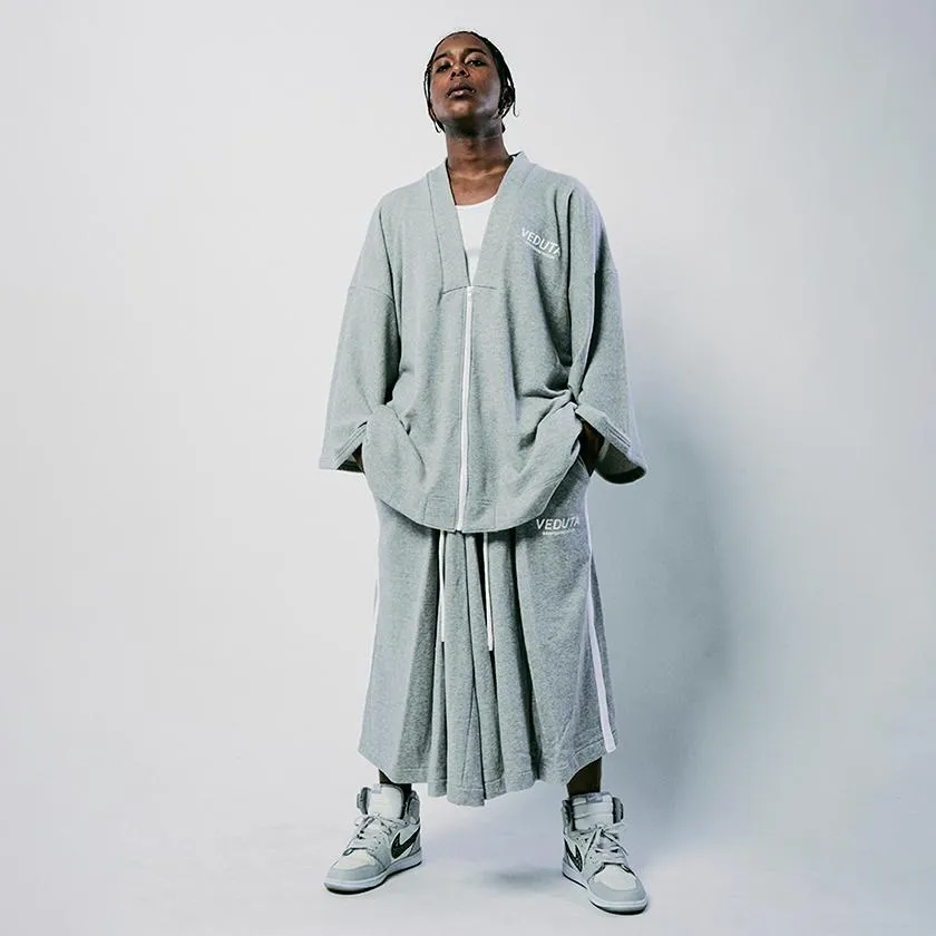 [JACKET & WIDE PANTS KIMONO] LIFE GOES OFF (GRAY) | HAORI & HAKAMA | VEDUTA