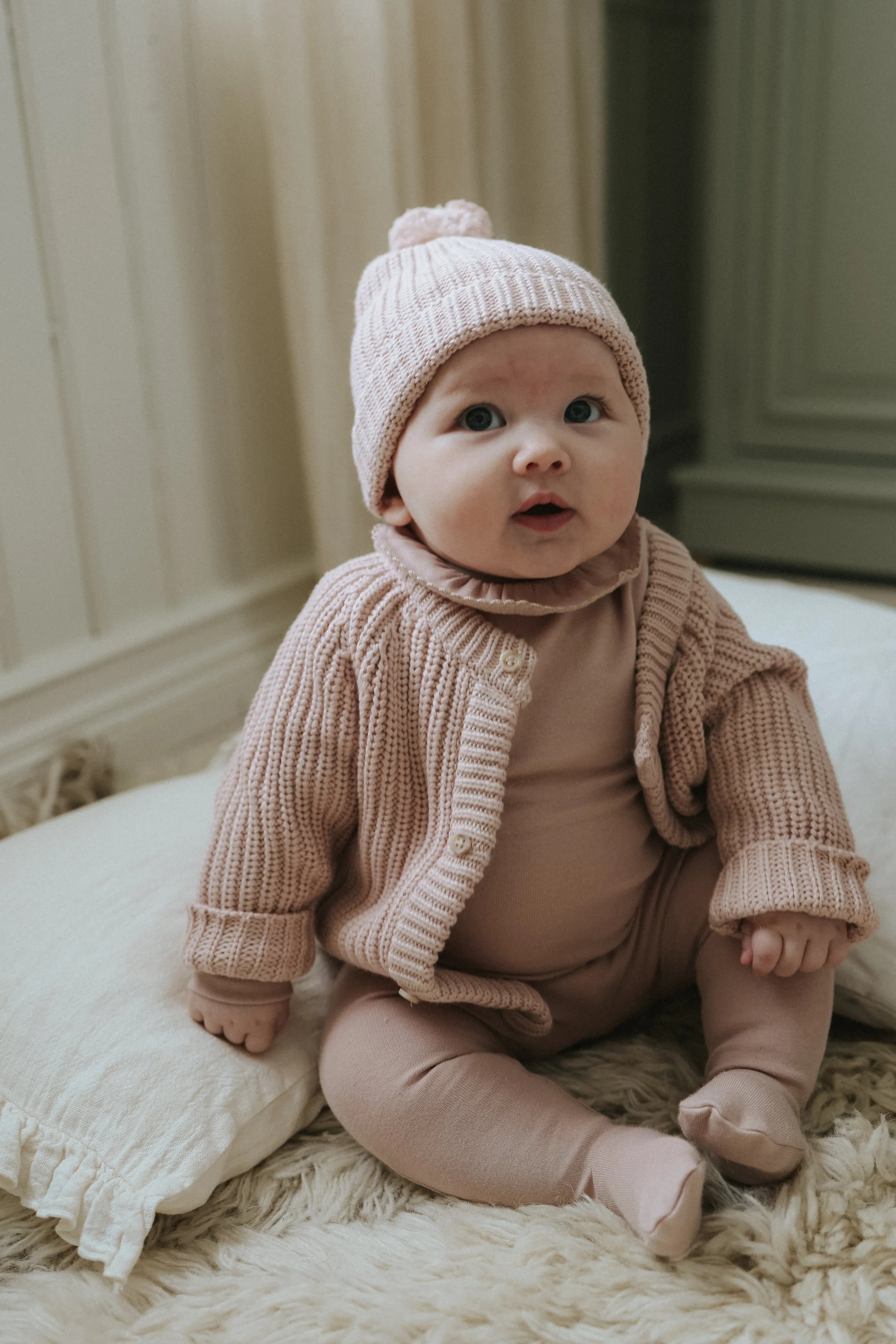 Knit Jacket   Pom-Pom Hat