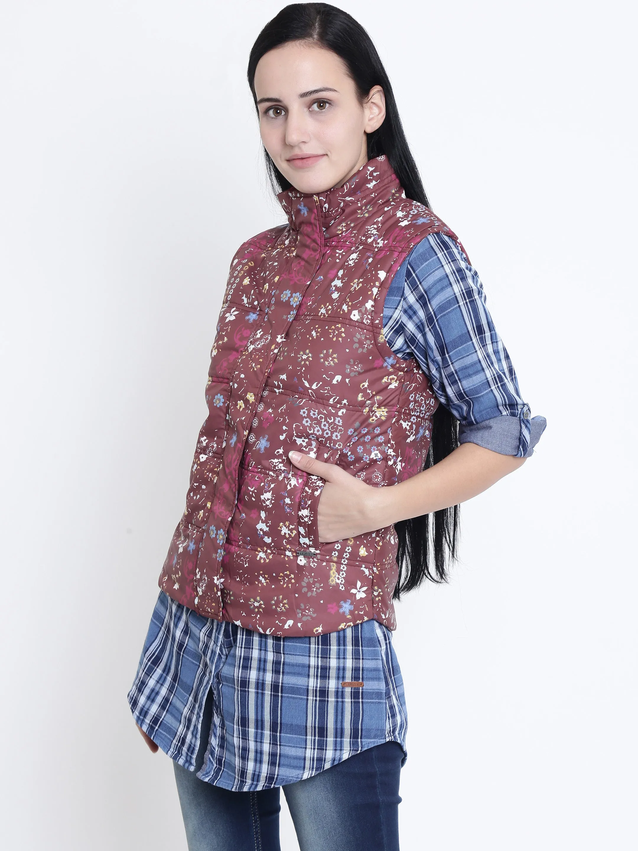 Maroon Padded Solid Jacket