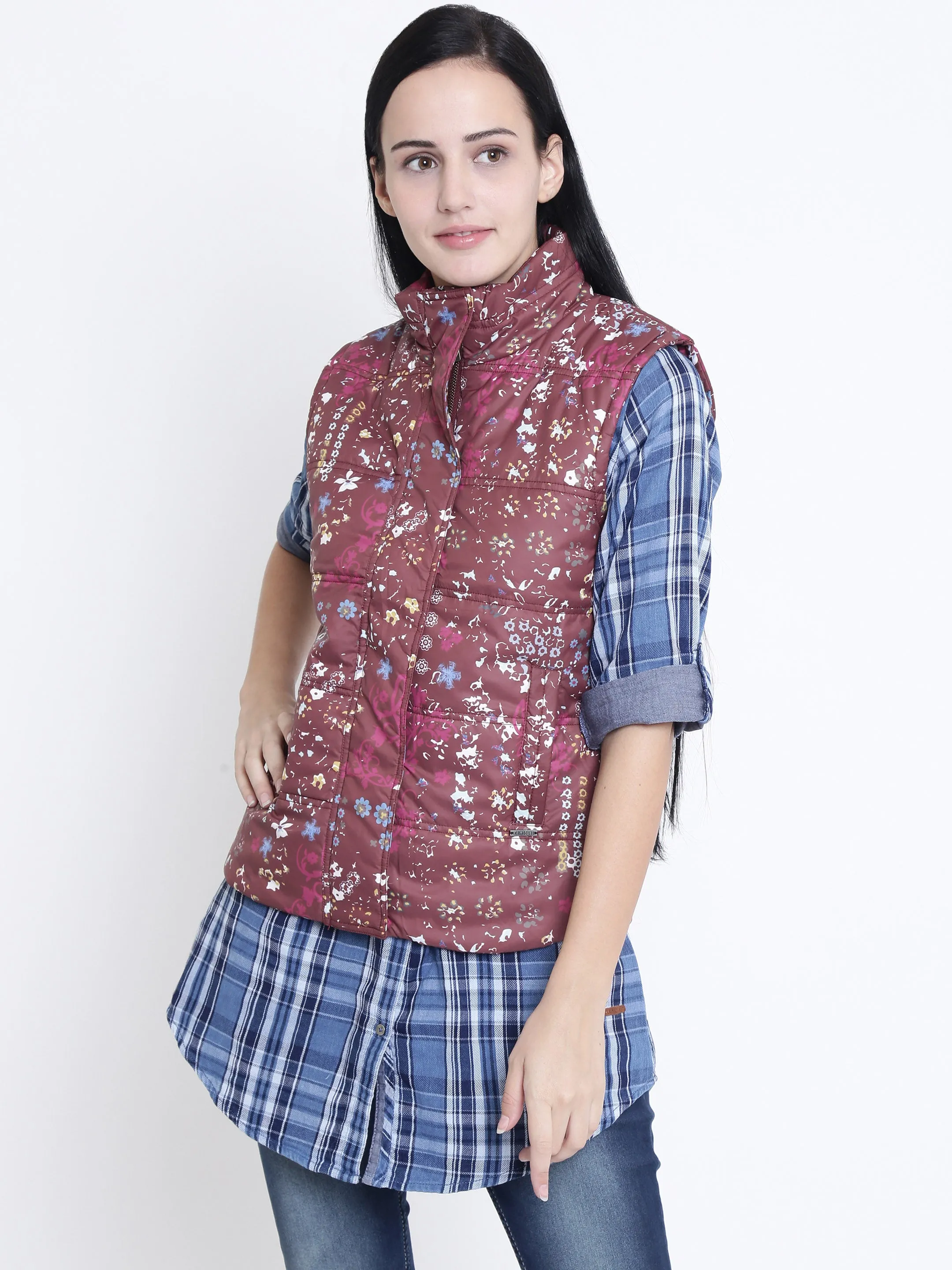 Maroon Padded Solid Jacket