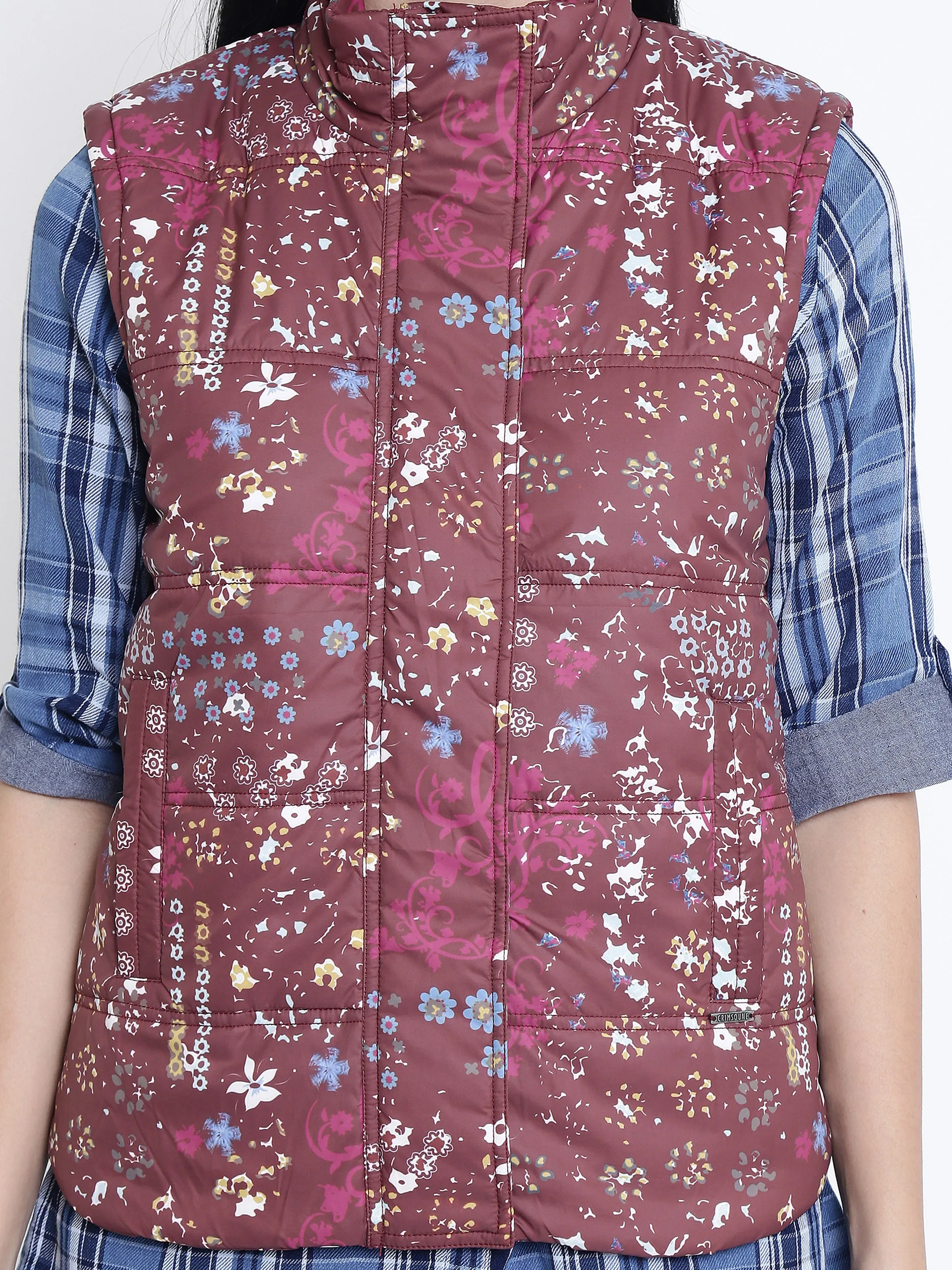 Maroon Padded Solid Jacket