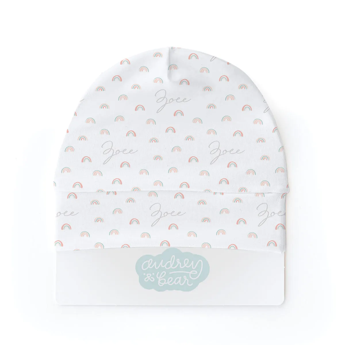 Personalized  Swaddle & Hat Set | Pastel Rainbows