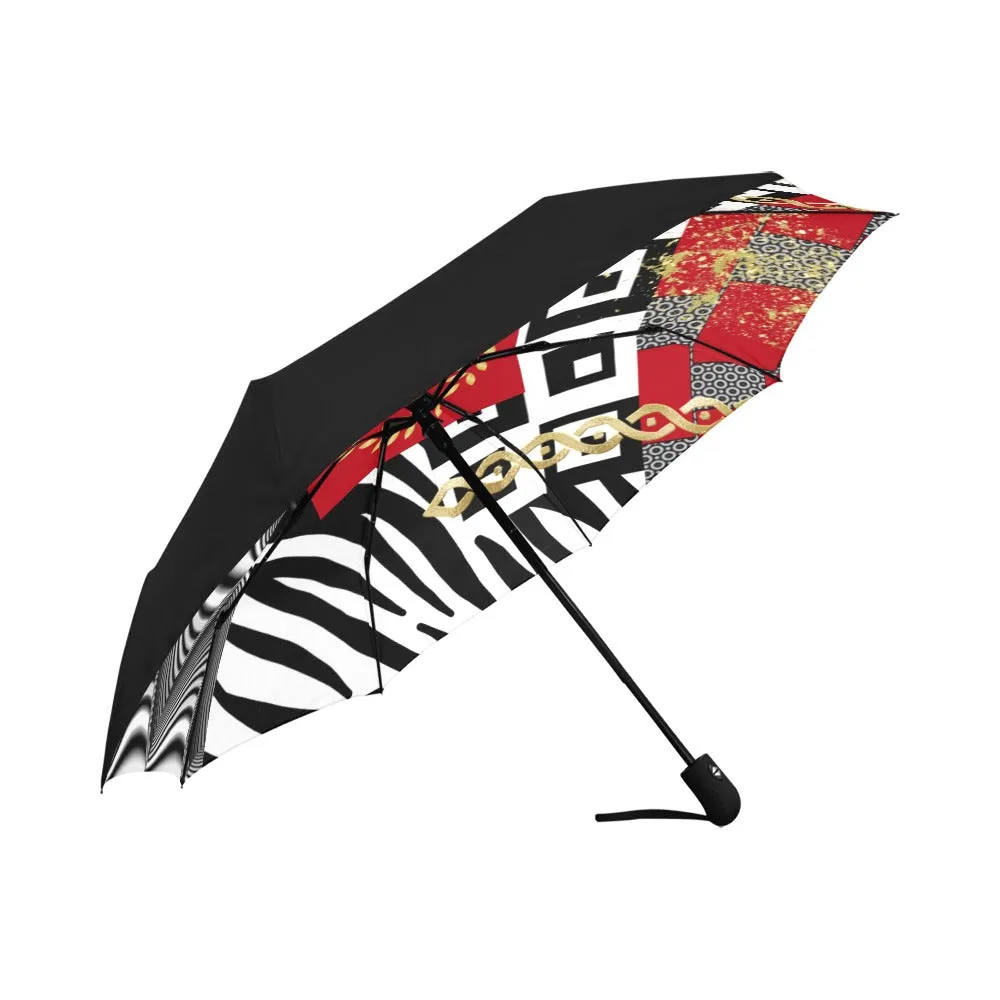 Red Polished Punteggiato Jungle II Anti-UV Auto-Foldable Umbrella