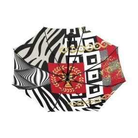 Red Polished Punteggiato Jungle II Anti-UV Auto-Foldable Umbrella