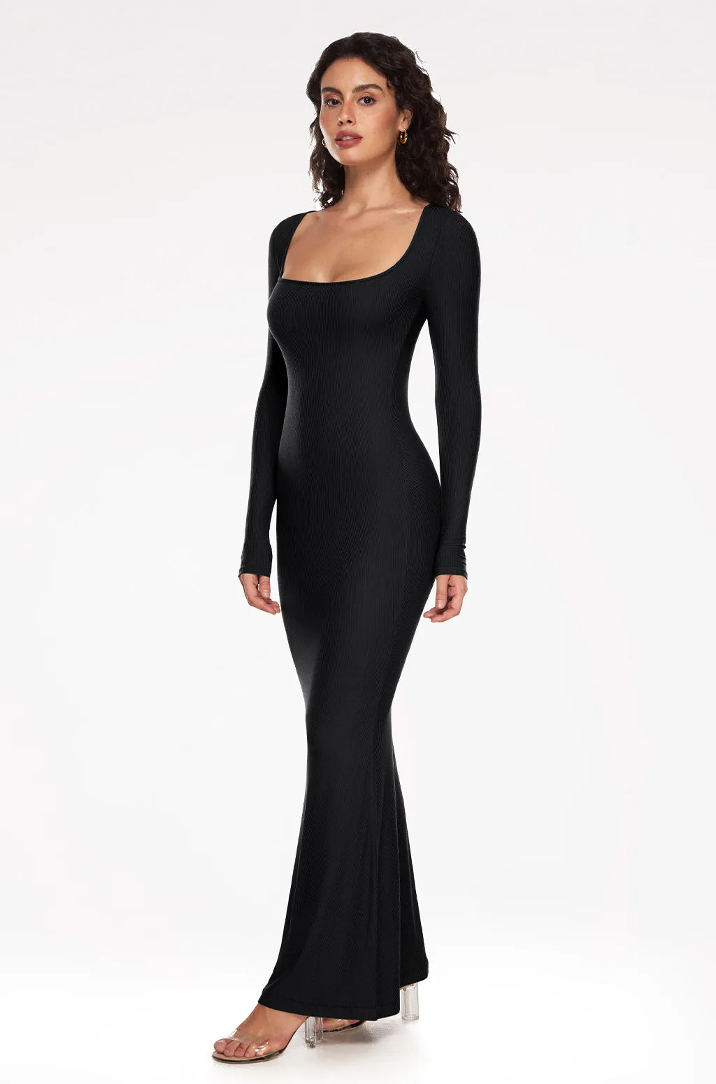 Ribbed Long Sleeve Maxi Dress