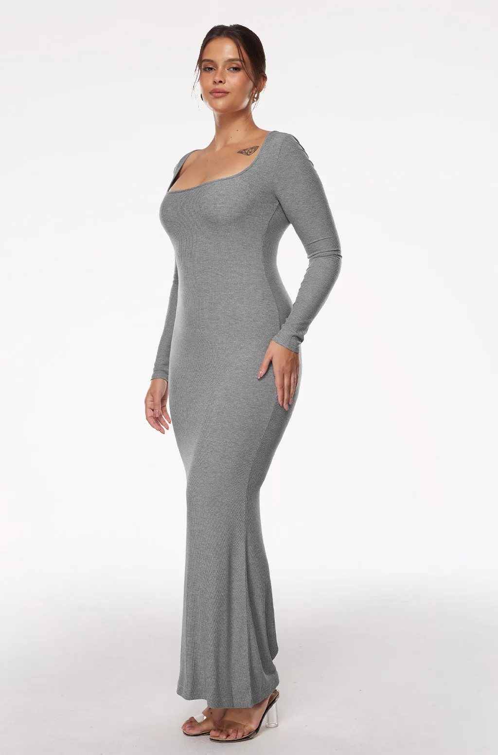 Ribbed Long Sleeve Maxi Dress