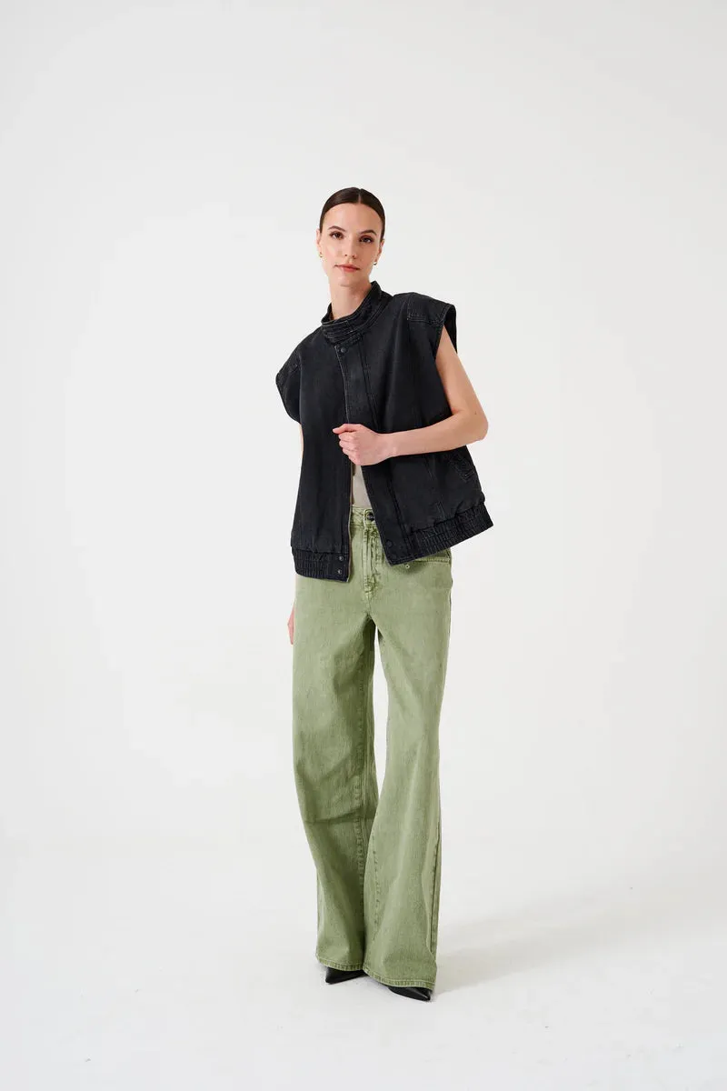 Seventy & Mochi Oversized Juno Sleeveless Jacket Washed Black