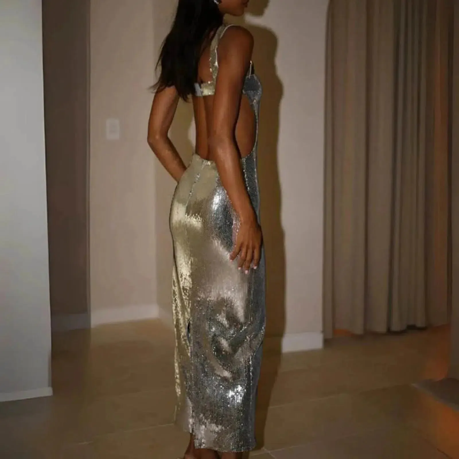 Women Bodycon Maxi Sequin Evening Dresses
